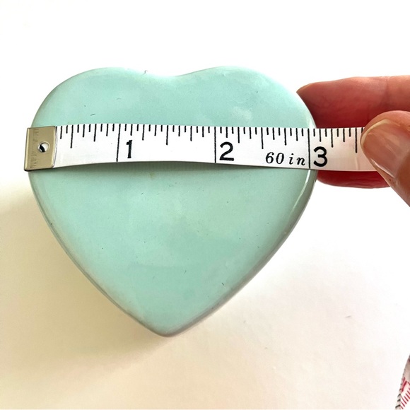 Blue Green Mint Green Ceramic Heart Shaped Box with Gold Trim - Picture 6 of 9